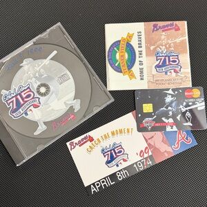 Vintage Atlanta Braves Hank Aaron 715 25th Anniversary misc items